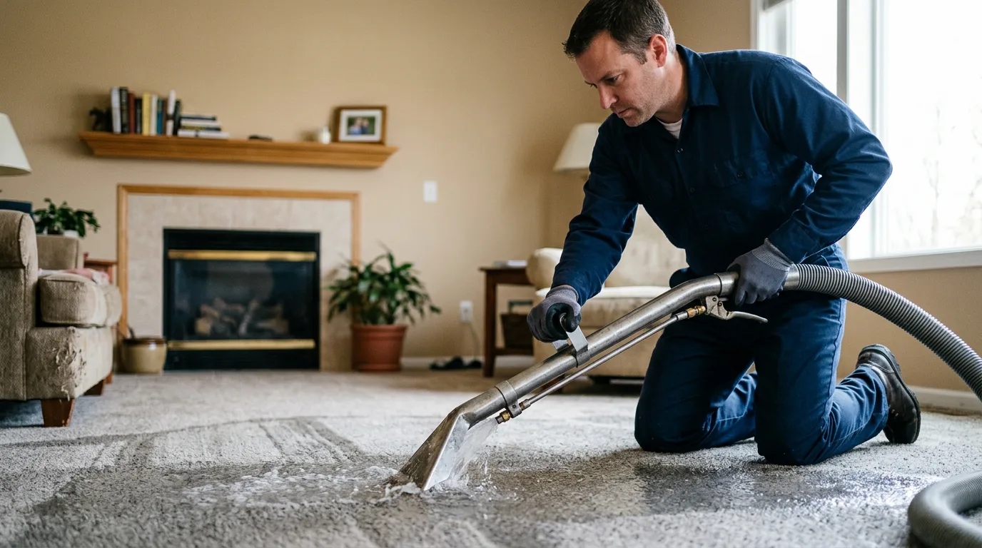 Water damage restoration technician working near Haywood, VA